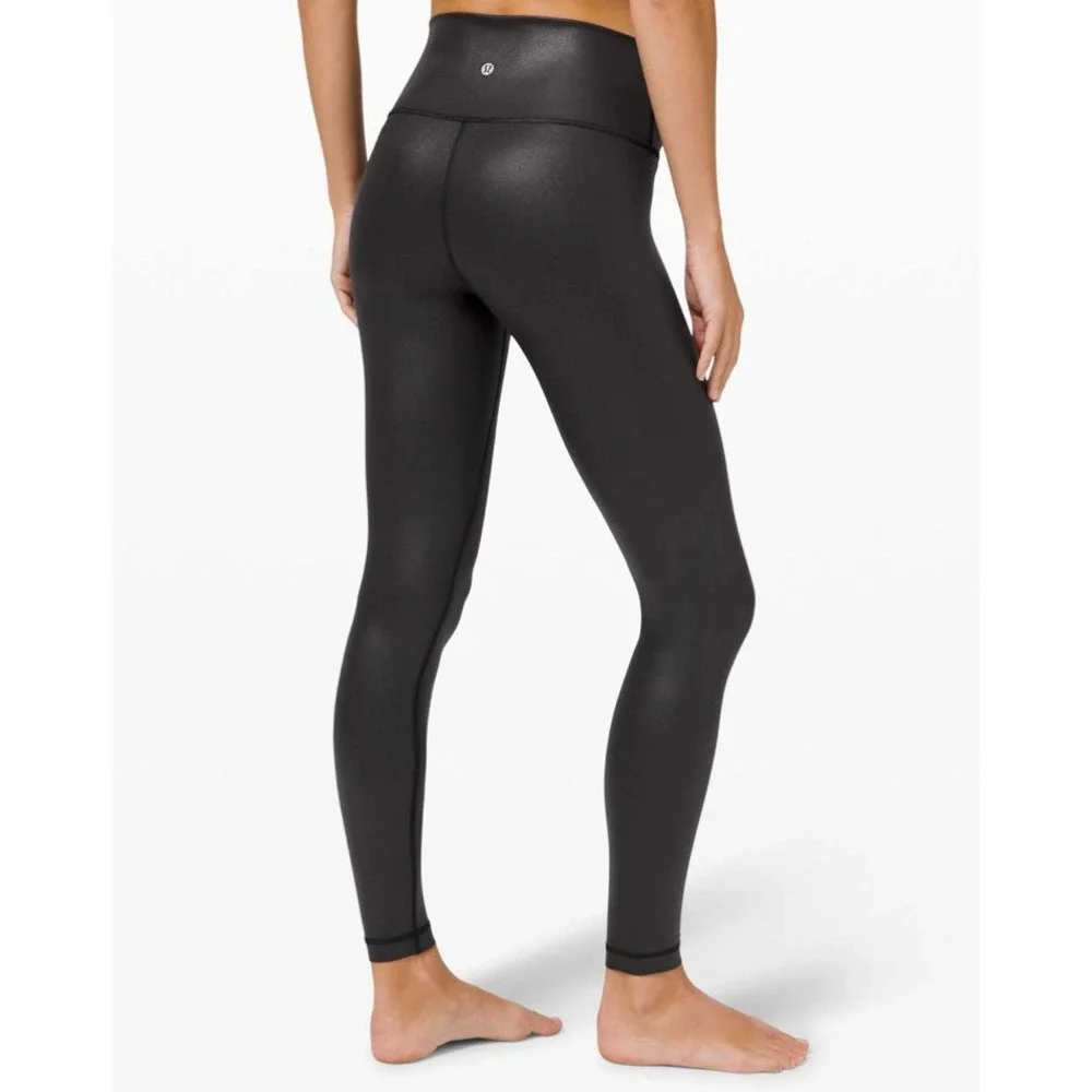 Lululemon‎ Women's Black Foil Wunder Under High Rise Tight - Picture 2 of 8